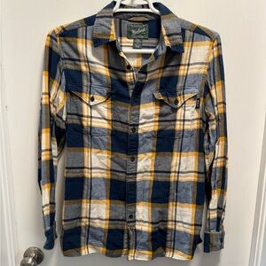 Like New Woolrich Woolen Mills Men’s Yellow/ Blue Plaid Button Down LS Size M